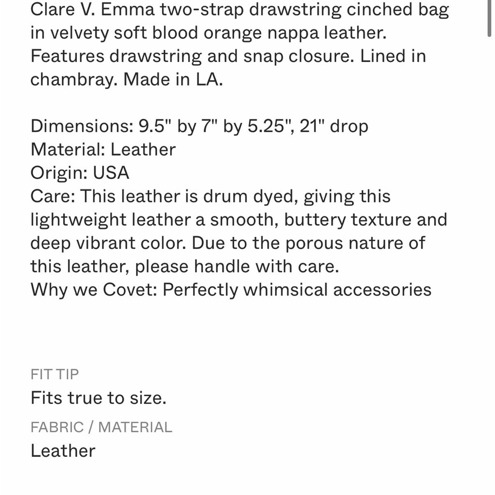 CLARE V. EMMA CROSSBODY - BLOOD ORANGE origional $299 - Picture 6 of 12
